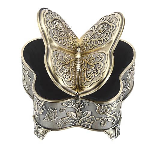 Hipiwe Antique Metal Jewelry Box Butterfly Shape Jewelry Storage Organizer Vintage Trinket Box Treasure Chest for Ring Earrings Necklace Decorative Keepsakes Box, Bronze, Large