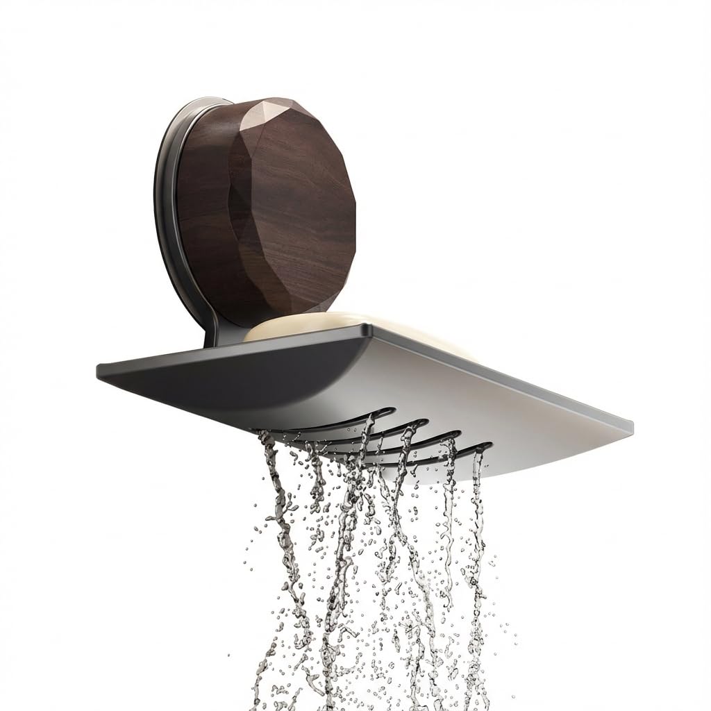 ZOLIVING Black Suction Soap Dish for Shower, Drill-Free Wall Mount