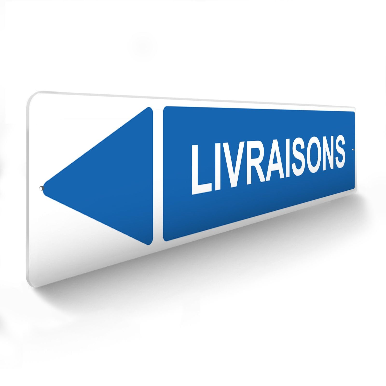 DECOHO - Panneau de signalisation pour parking · Livraisons gauche - 48 x 10 cm - Bleu