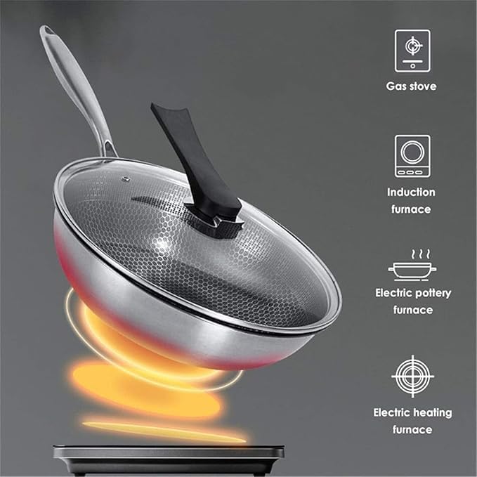 DARKFISH 32 cm triply Fry pan Non Stick Honeycomb Frying pan with lid Induction&Gas Pan for Cooking Kitchen Large Size Frying pan for Egg Omelette Fish Fry and Veg Food 3