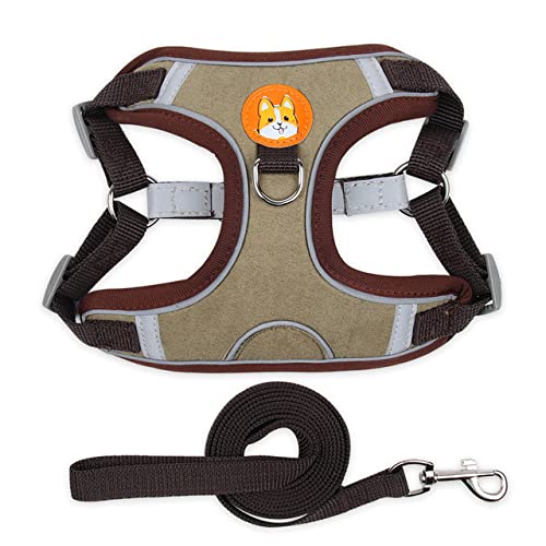 GerRiT 犬用ハーネス 調節可能な犬用ハーネスプルなしかわいい子犬猫反射ウォーキングリーシュセットペット犬ベストチワワ小型