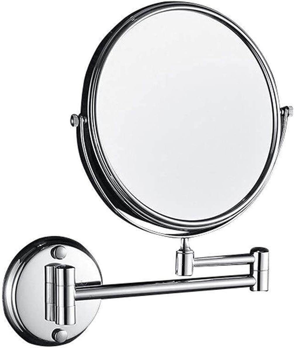 Espejo de Maquillaje montado en la Pared Espejo cosmético de 8 Pulgadas Espejo de vanidad Plegable Espejo de Aumento 3X de Doble Cara