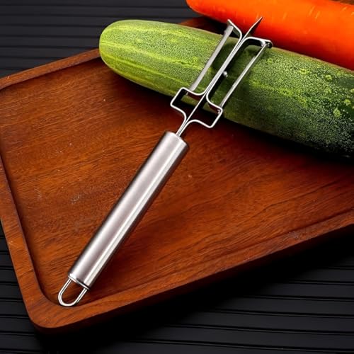 Image of 3-in-1 Stainless Steel Vegetable Peeler with Julienne & Serrated Blades - Multifunction Fruit & Veggie Peeler with Ergonomic Grip for Easy Kitchen Prep