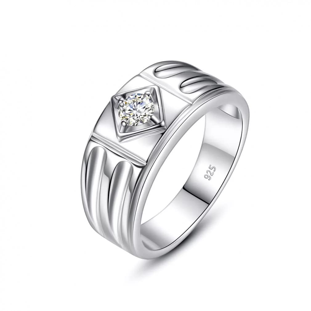 Silber 925 Mann Ringe 0.3CT D Farbe runder Moissanite Ring für Männer Hochzeit Verlobungsschmuck