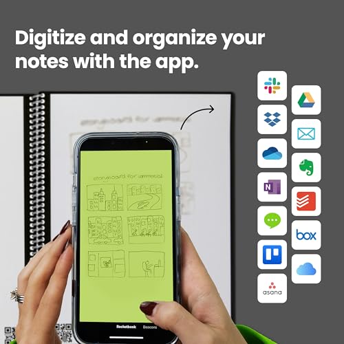 Image of Rocketbook Smart Reusable Notebook - Dotted Grid Eco-Friendly Notebook with 1 Pilot Frixion Pen & 1 Microfiber Cloth Included - Deep Space Gray Cover, Executive Size (6 inch x 8 inch)