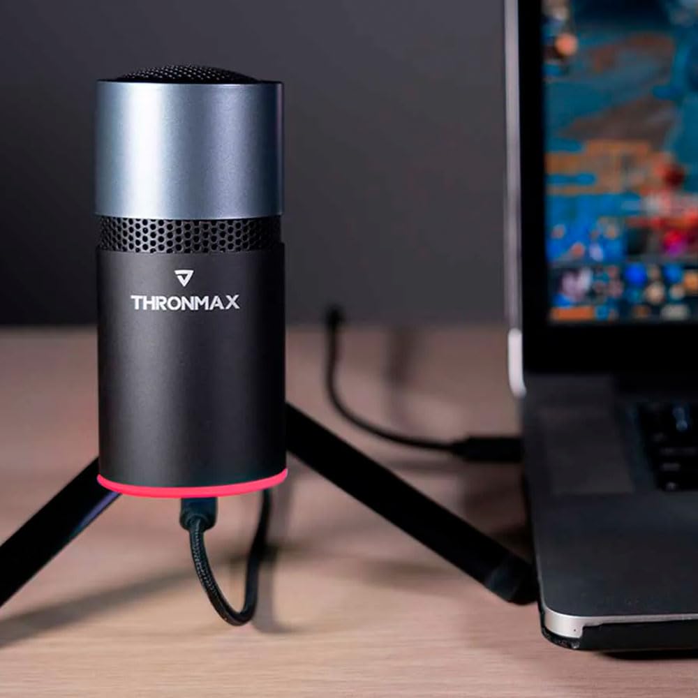 THRONMAX M8 Pulse- Compact & Foldable USB Condenser Microphone Perfect for Streaming live Audio - Black/Grey