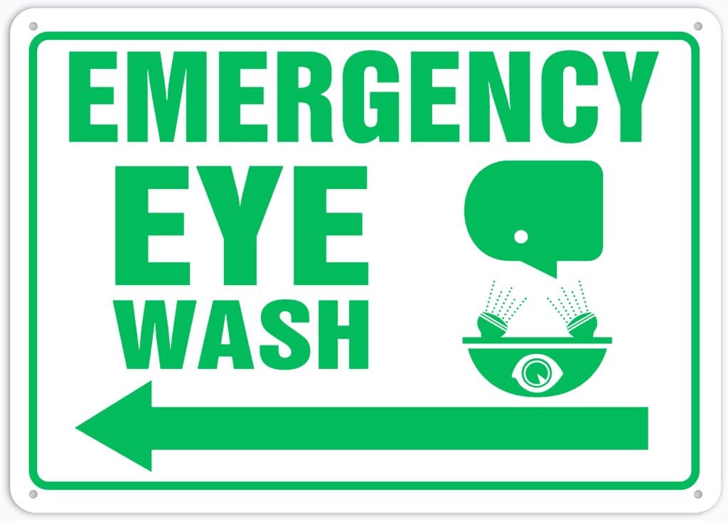 8"x12" Aluminum Metal Sign - Emergency Eye Wash Left Arrow - Indoor & Outdoor Use For Home, Office, Work