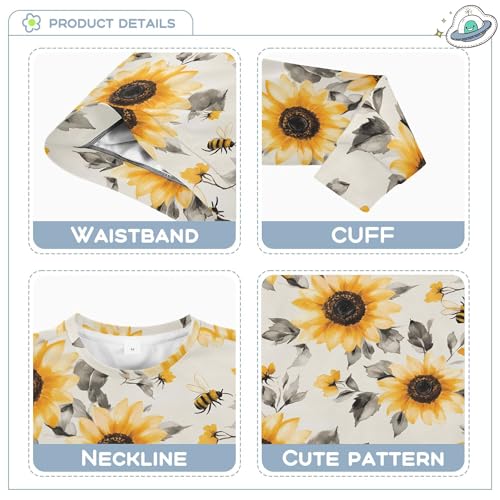 JUNZAN Aesthetic Sunflower Neutral Kids Girls Hoodie Sweatshirt Fleece Boys Sweat Shirt Sports 4T3