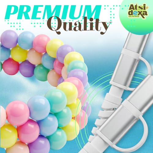 Image of 4-in-1 Beaded Charging Cable, MFi Certified, Works with CarPlay, 3.3FT 60W Fast Charger Cord for iPhone 17 /16 /15 /14 /13 /12 /11, iPad, Samsung, Android and More (Pastel Pop)