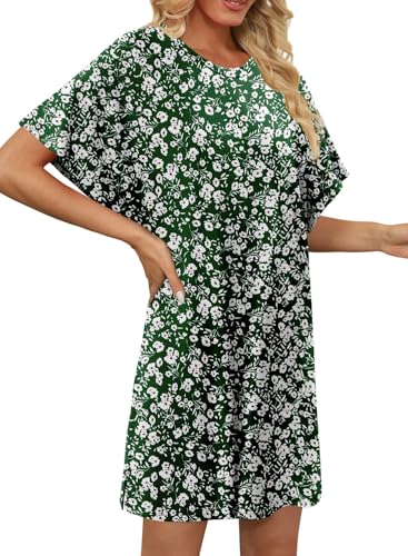 KISSMODA Womens Summer T Shirt Dress Casual Short Sleeve Beach Cover Up Tunic Tops with Pockets3