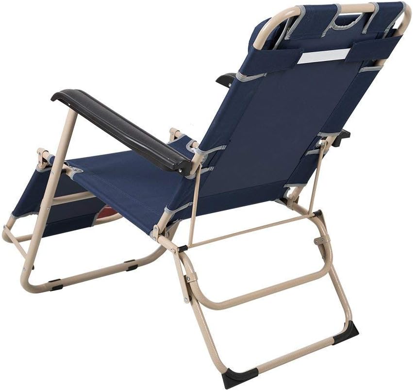 Set of 2 Lounge Chairs Folding Cot 2-in-1 Portable Reclining Beach Chair for Yard Garden Pool