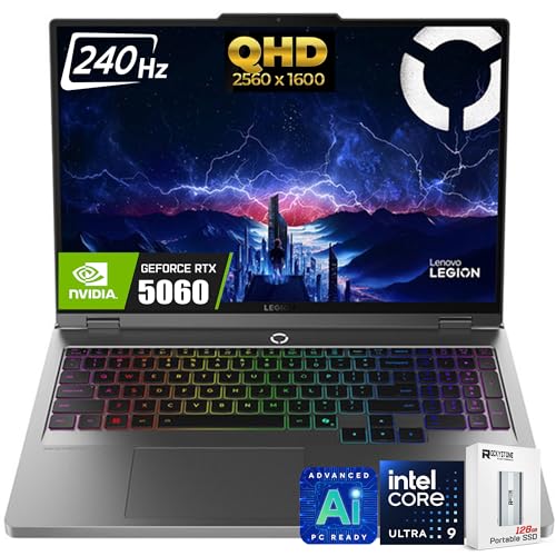 Image of Lenovo Legion 5i 16 inch AI Gaming Laptop, 16 inch 240Hz WQXGA (2560x1600) IPS 500nits, Intel 24-Core Ultra 9 275HX, NVIDIA GeForce RTX 5060 8GB GDDR7, RGB Backlit, WiFi 7, Win11 H, W /128GB PSD(32GB|1TB SSD)