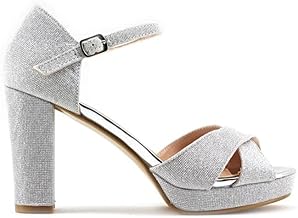 MODELISA - Open Toe Ankle Buckle Wide Heel Sandal Wedding Evening Event Women
