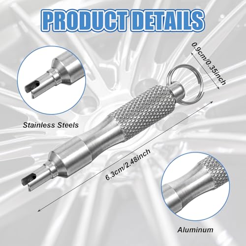Image of Tyqour 2pcs Valve Core Removal Tool Stainless Steel Tire Valve Stem Tool Portable Tire Valve Tool Valve Core Remover Tire Valve Core Tool for Automotive Cars Trucks Bicycles Tire Repairing
