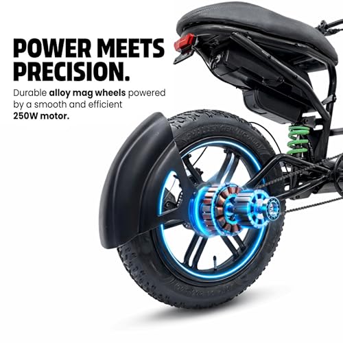 Image of Velzi Electric Cycle for Adults | Fat Tyre E-Bike | Dual Suspension | 25 km /h Top Speed | Comfortable Upright Ride | Stylish Urban Commuter Electric Bicycle (Onyx Black)