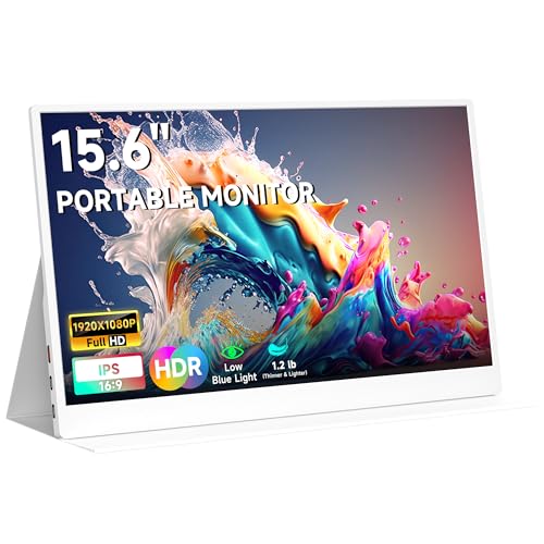 Image of AYY Portable Monitor for Laptop 15.6 Inch, FHD 1080P USB-C HDMI Travel Monitor External for Computer, Second Display HDR IPS Gaming Extender for PC MAC Phone PS4 /5 Xbox Switch, Built-in Speakers