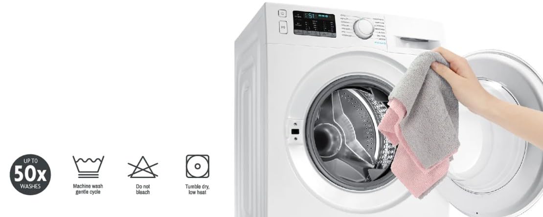 Fantasticlean Toallas de limpieza de microfibra en un rollo, paños reutilizables y lavables, para coche, casa, garaje o cocina, 12 x 12 pulgadas, paquete de 75 (gris claro)