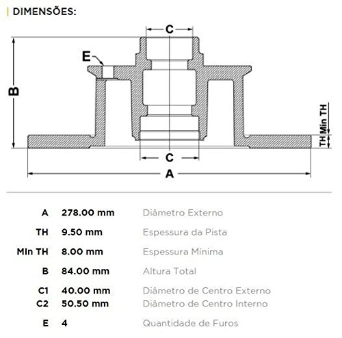 DISCO DE FREIO DIANTEIRO SOLIDO - VOLKSWAGEN FUSCA 1970 A 1996 - BD3170