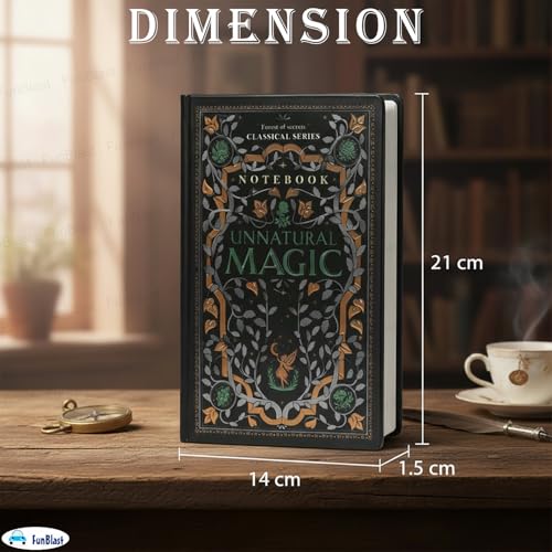 Image of FunBlast Aesthetic Notebook Diary - A5 Ruled Pages, Hardcover Writing Notebook, Vintage Style Journal, Gift for Men & Women, Personal Writing Diary for Travel (No of Sheets- 112 & 224 Pages) (Magic)