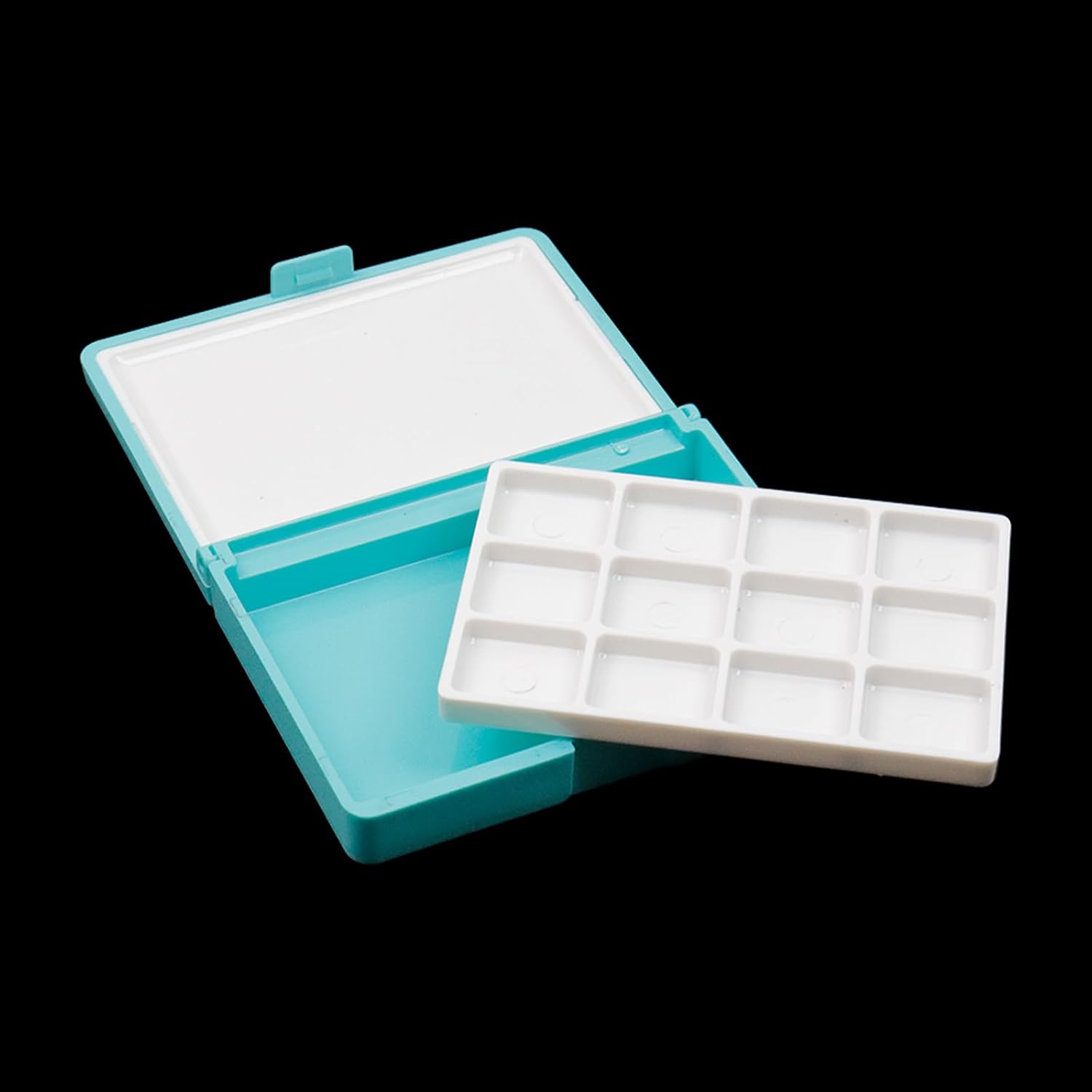 Bitray Watercolor Palette Box Portable 12 Wells Paint Tray Mini Size Green Palette Box with Lid for Watercolor