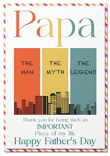 BlinkBlink Happy Fathers Day Papa Card, Papa Fathers Day Cards with Seal and Envelope, Papa Happy Fathers Day Card from Daughter, Son, Kids