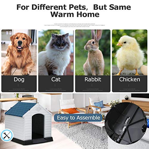 28 Inch Dog House Indoor Outdoor Pet Kennel with Air Vents and Elevated Floor Ventilate Waterproof Plastic Dog House… - Image 6