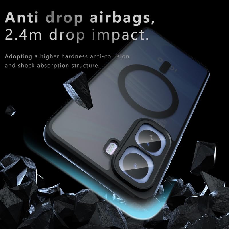 Image of Back Cover for Vivo T5 Pro 5G, Smoke Matte PC Back + Side Soft TPU Bumper Shockproof Magnetic Support Mobile Back Case Cover (Vivo T5 Pro 5G)