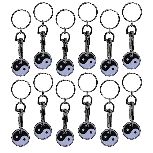 12pk Shopping Trolley Token Key Ring, 12pk Yin & Yang