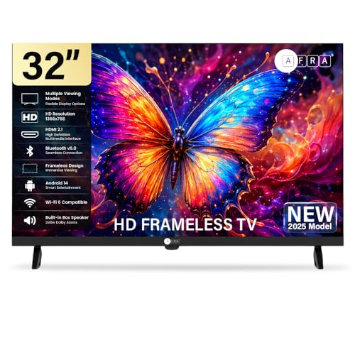AFRA 32 Inch HD Smart LED TV with Android 14 Netflix Dolby Atmos
