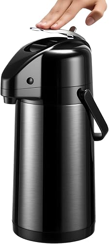 Miniatura 10 de Jarra de café Airpot mejorada con doble bomba, jarra de café de 84 onzas / 2.5 L para mantener el calor, dispensador de bebidas para bebidas