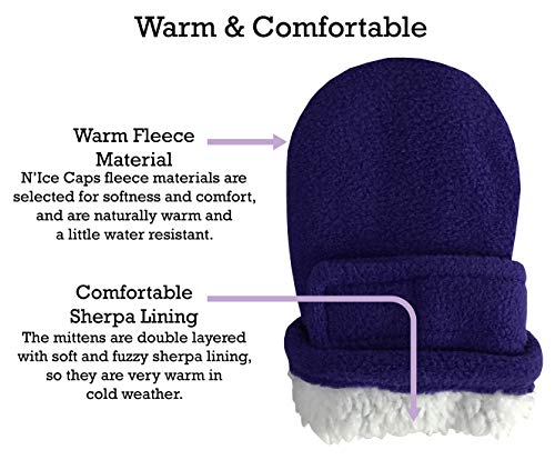 Image of N'Ice Caps Little Kids and Baby Easy-On Sherpa Lined Fleece Mittens - 2 Pair Pack