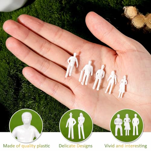Image of Namalu 50 Pcs, 1: 75 Scale White Unpainted Mini People Figures Miniature People for Model Trains Architectural Standing and Sitting Mini Diorama Figures for Architectural Project