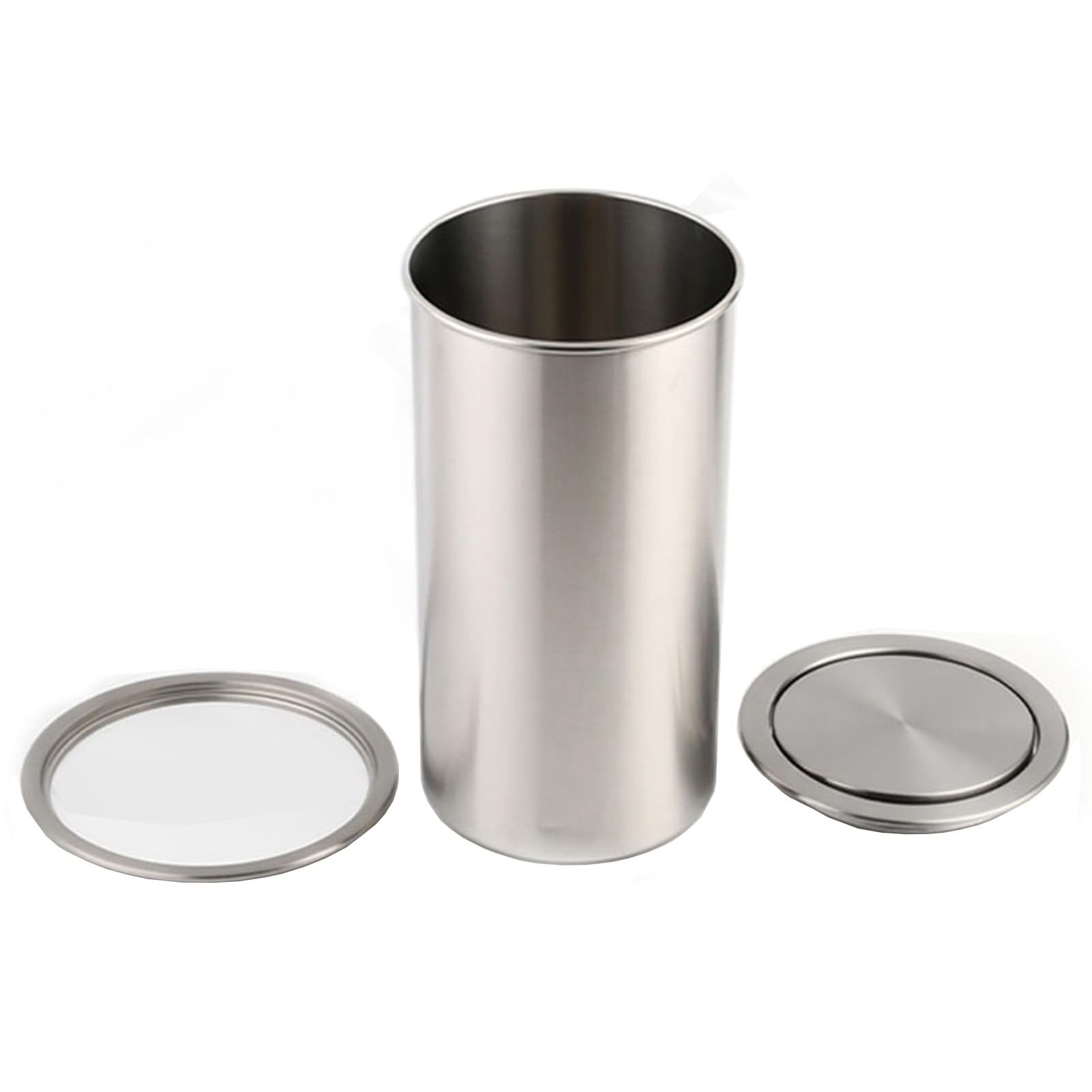 Silver Built-In Trash Bin 304 Stainless Steel Garbage Can With Lid Round Kitchen Built-In Trash Chute Countertop Waste Basket For Bathroom Office 29Cm 304 Stainless Steel,29Cm-430 Stainless Steel