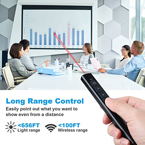 Image of (2 Units) Wireless Presenter Remote, Presentation Clicker with Hyperlink & Volume Remote Control PowerPoint Office Presentation Clicker for Keynote /PPT /Mac /PC /Laptop