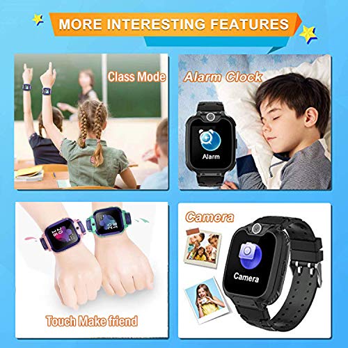 Kids Smartwatch GPS Tracker Phone - 2019 New Waterproof Children Smart Watches with 1.4" Touch Screen SOS Phone Call Talkie Walkie Pedometer Fitness Sports Band for Boys Girls Age 4-12 (Black)