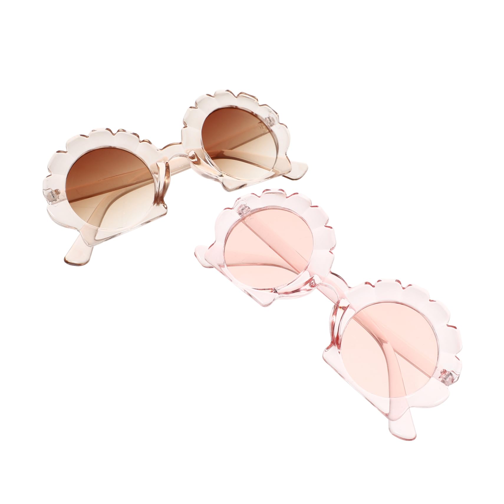 Healeved 2Pairs Irregular Shell Sunglasses for Transparent Tea Eyewear Photography Prop for Beach Parties