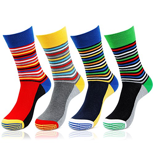 Image of Bonjour Men's Cotton Ankle Length Bold Striped Design 4 Pair Of Socks (Assorted)