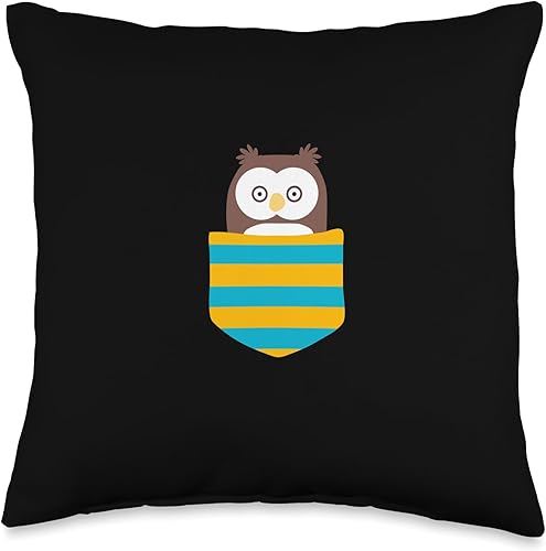Natur Comic Freunde Ornithologen Eule Vogel Vögel Bird Lover Gift-Owl in Chest Pocket Throw Pillow 16x16 Multicolor
