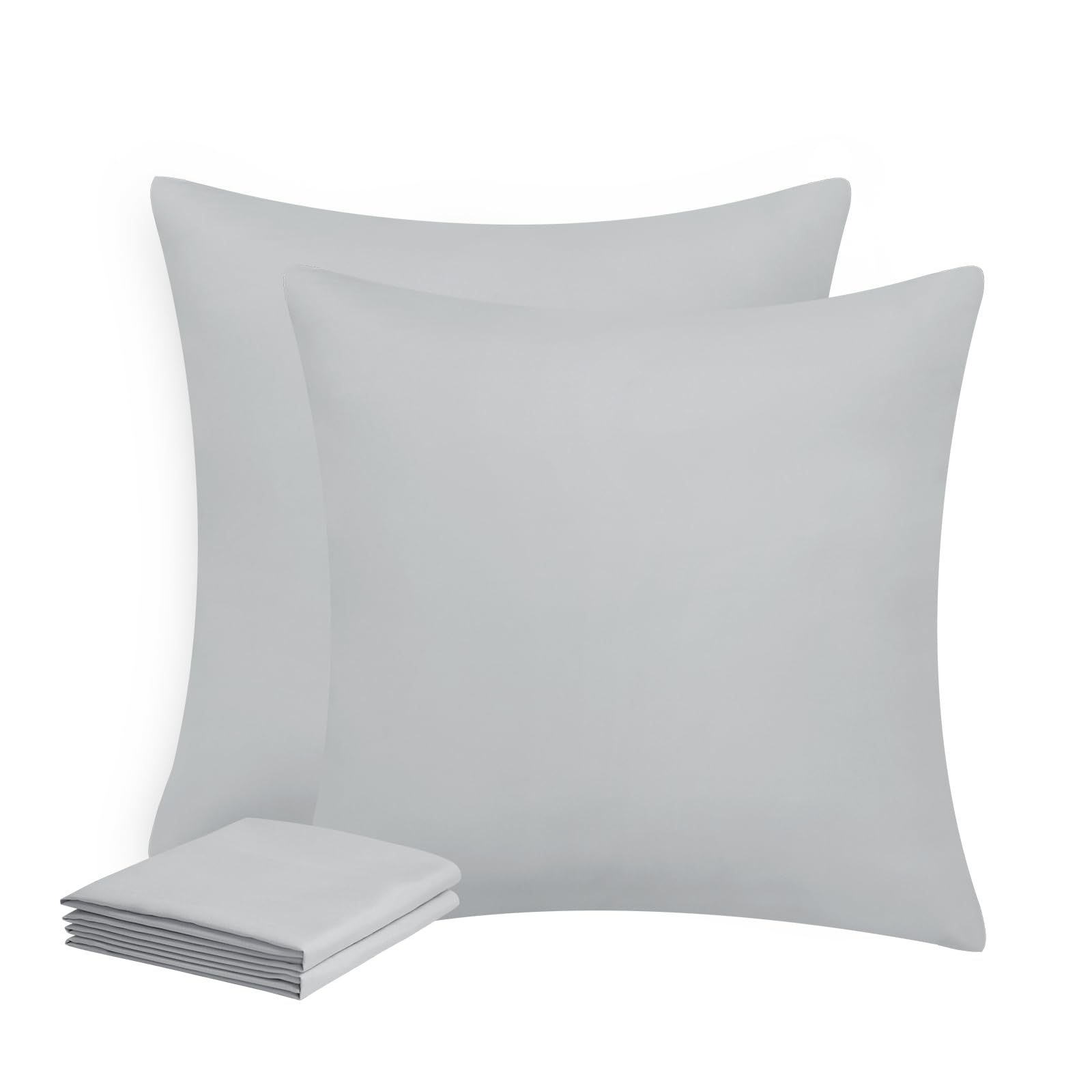 Aisbo Kissenbezug 50x50 2er Set - Kissenhülle Kopfkissenbezug 50 x 50 Hellgrau mit Reißverschluss aus Mikrofaser, ÖKO-TEX Pillow Cover 50x50cm, Weich und Bügelfrei
