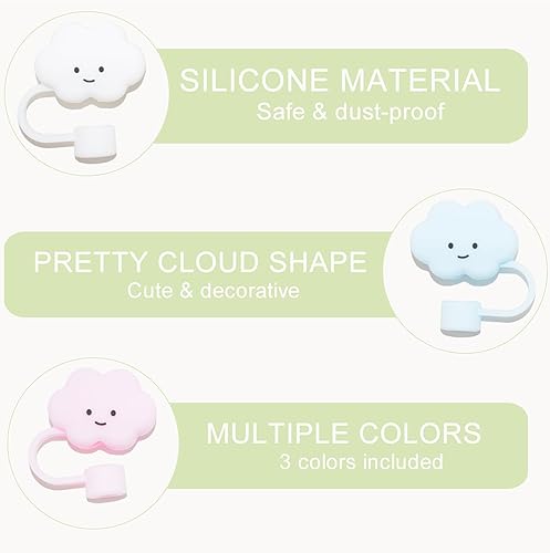 Miniatura 6 de Paquete de 3 fundas de popote para accesorios de copa Stanley, 0.394 in, lindo adorno de popote de silicona para vaso Stanley de 30 y 40 onzas,