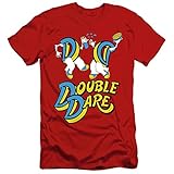 Double Dare Vintage Logo Slim Fit Unisex Adult T Shirt,Red, Large