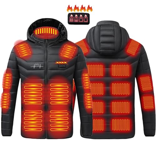 JIEMUXIU Heated Jacket for Men Women 21 Heating Zones Hooded Coat Jackets USB Winter Unisex Body Warm Thermal Coats2