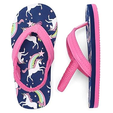 AMAZON - tombik Toddler Girl Sandals Flip Flops, Beach Sandals, Summer Pool Water Shoes Sandals Navy/Pink/Unicorn 6-7 US M Toddler