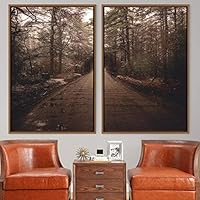 2 Piece Framed Canvas Wall Art Rustic Woods Canvas Prints Home Artwork Decoration for Living Room,Bedroom - 16