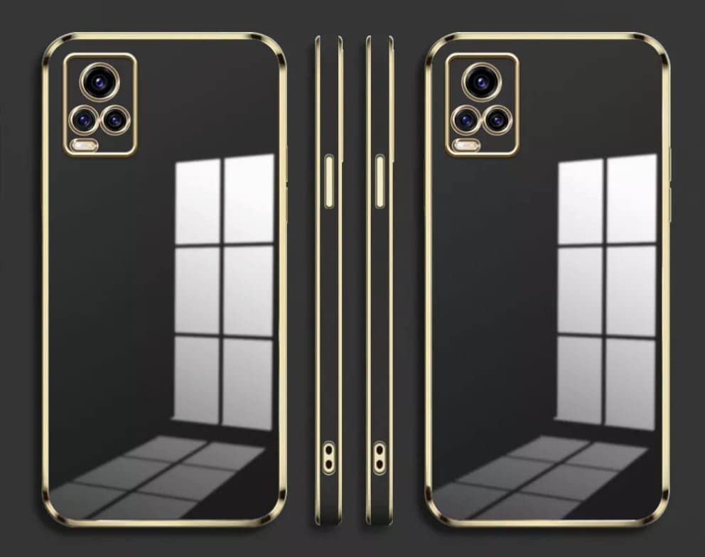 Image of for Vivo V20 Luxury Square Plating Phone Case Solid Color Soft Silicone Back Cover (for Vivo V20, Black)