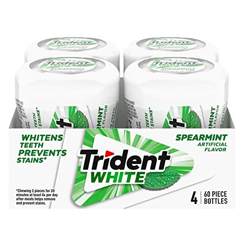 Image of Trident White Spearmint Sugar Free Gum, 4 Bottles of 60 Pieces (240 Total Pieces)