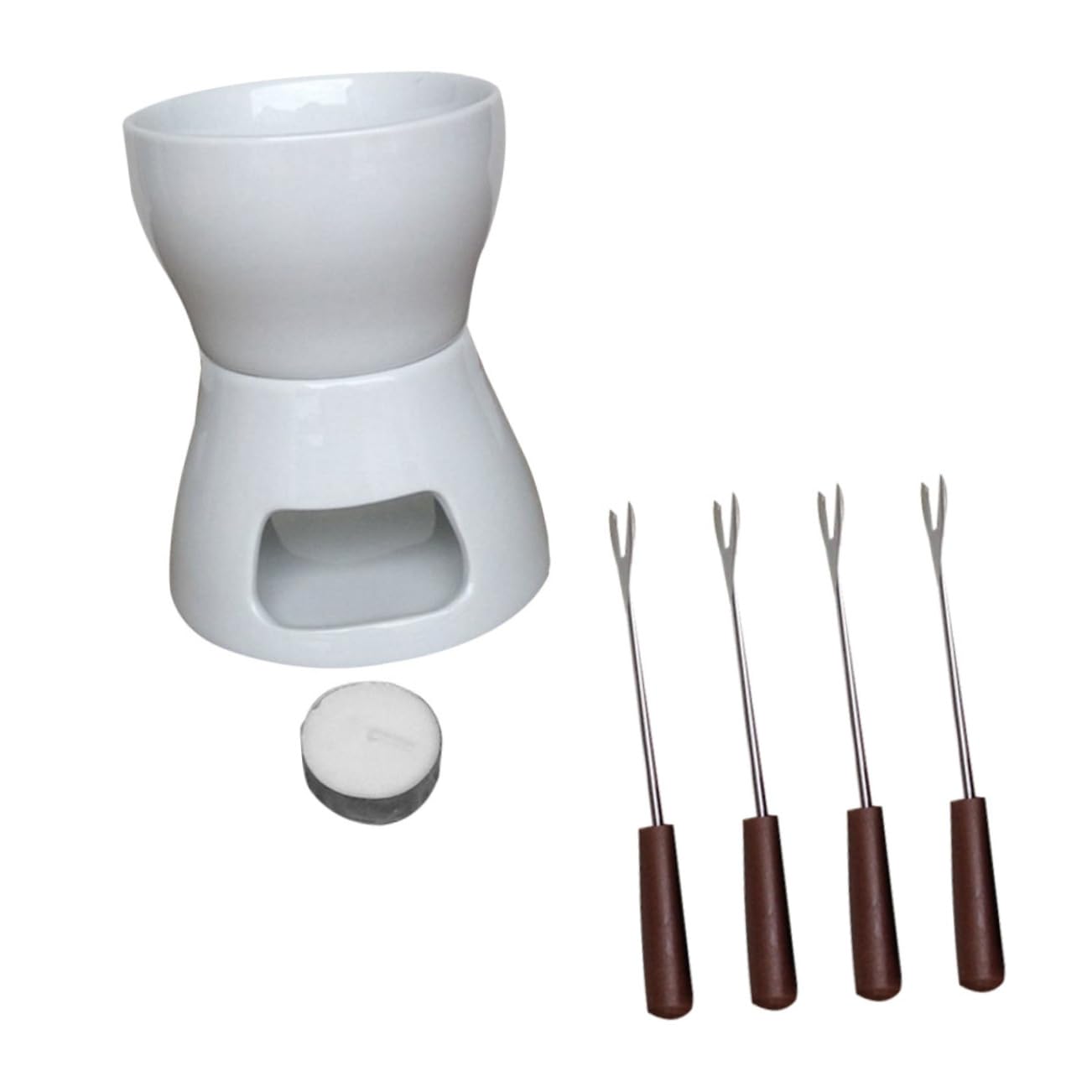 Fornello per Fonduta di Cioccolato e Formaggio in Ceramica Scaldaburro per Uso Domestico Candela e Forchette Compatto e Pratico