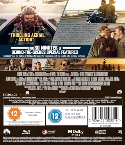 Image of Tom Cruise - TOP GUN: MAVERICK (2022) (Uncut | Region Free Blu-ray | UK Import)