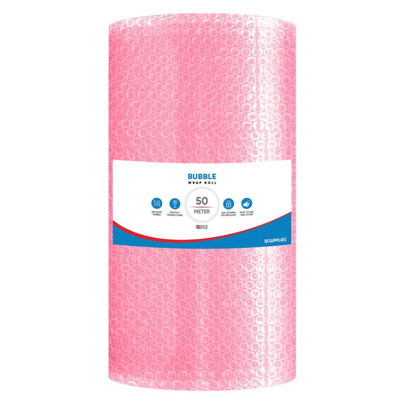 UK SUPPLIES LIMITED Pink Anti-Static Bubble Wrap Roll (Pick Any Size 300MM to 1000MM) Protective Packaging for Electronics, Shipping, Storage & Packing, Lightweight Shock Absorbing Wrap, 1000MM x 50M