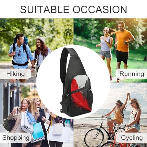 Mochila de hombro ligera rojo y negro para senderismo miniatura 6